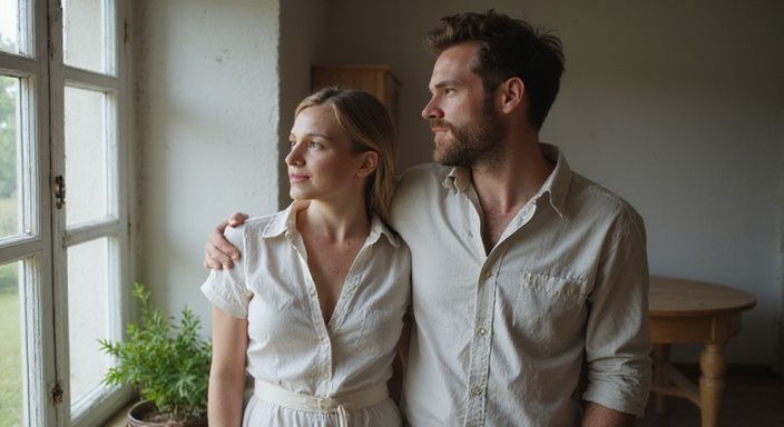 Een vrouw en man delen een intieme, speelse blik tijdens neuken in Groningen.