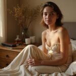 Een ontspannen persoon zit op de rand van een bed