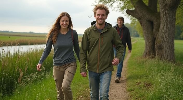 Drie vrienden genieten van een avontuurlijke activiteit in Overijssel