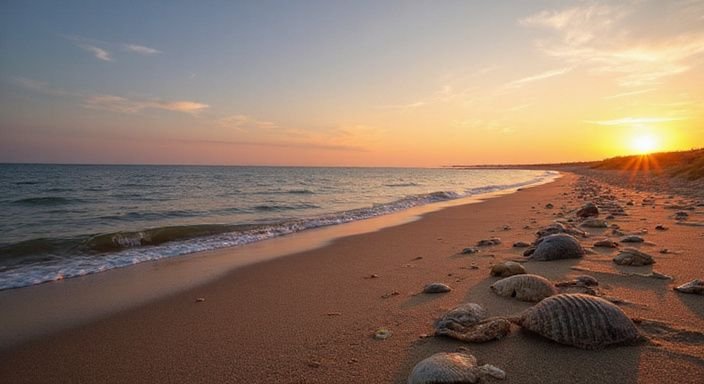 Een ongerept strand in Zeeland met schelpen en golven. Een ongerept strand in Zeeland met schelpen en golven