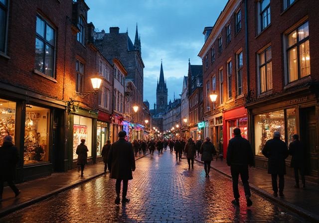 Utrecht's levendige stadsgezicht met historische architectuur en bruisend nachtleven. Utrecht
