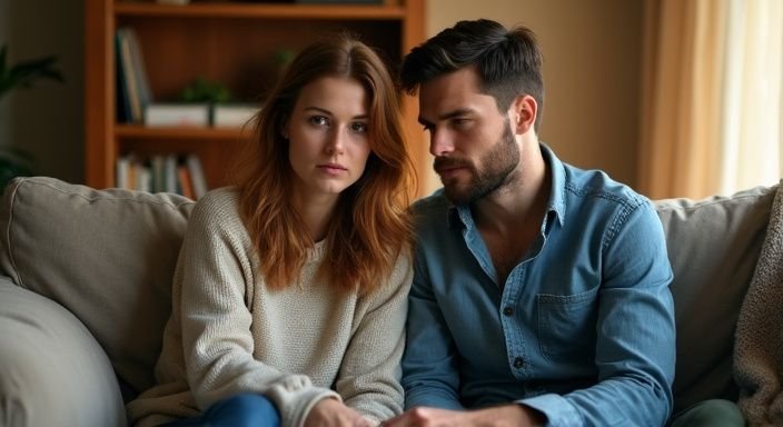 Een man en vrouw zitten dicht bijeen op een gezellige bank. Een man en vrouw zitten dicht bijeen op een gezellige bank