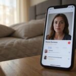 Neuken in Antwerpen - Vind nu een spannende match in de stad Een smartphone toont een datingprofiel op een houten nachtkastje