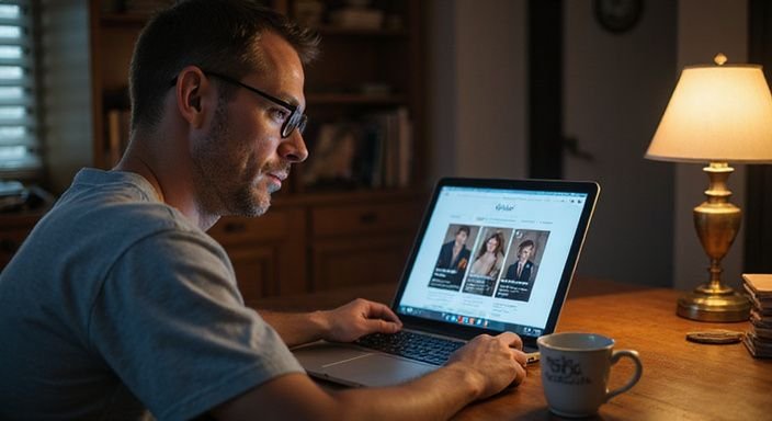 Een man werkt geconcentreerd aan zijn laptop in een thuiskantoor. Een man werkt geconcentreerd aan zijn laptop in een thuiskantoor.