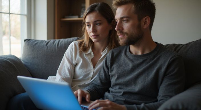Een man en vrouw delen een moment van focus op de bank.