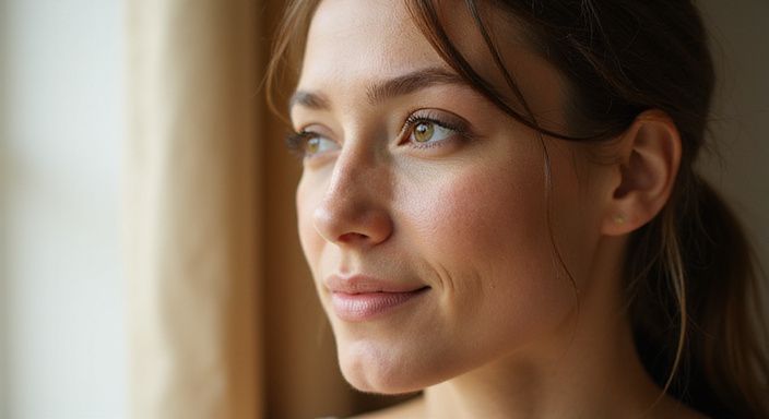Close-up portret van een persoon met realistische gezichtselementen en expressie. Mollige vrouwen sexcontact vinden