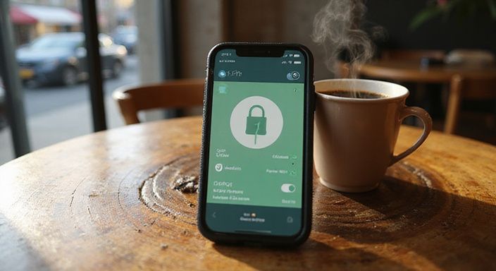 Smartphone met datingapp en koffie op een verweerd houten tafel. Smartphone met datingapp en koffie op een houten tafel.